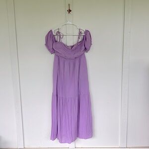 Universal thread purple off the shoulder peasant dress